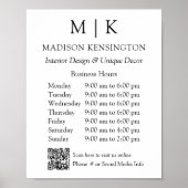 Poster Monogramme ou ajouter un logo Heures d'ouverture Q (Devant)