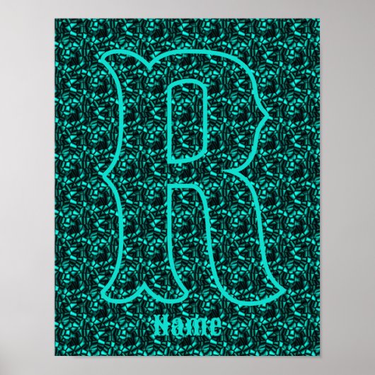 Poster Monogramme personnalisé avec votre initiale et nom (Devant)