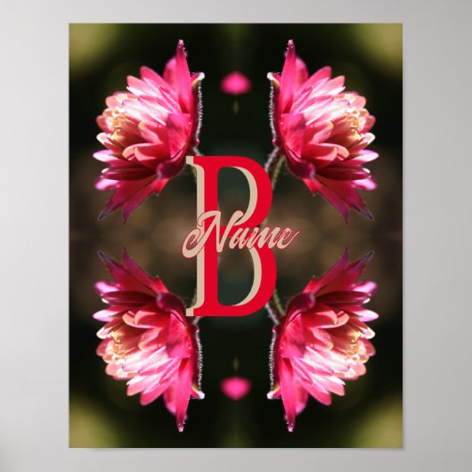 Poster Monogramme personnalisé avec votre initiale et nom (Devant)