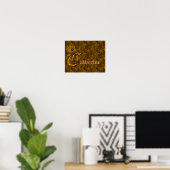Poster Monogramme personnalisé de pivoine initiale C (Bureau à domicile)