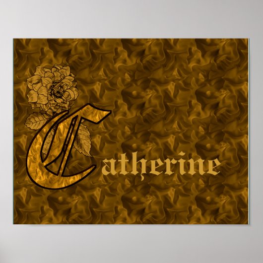 Poster Monogramme personnalisé de pivoine initiale C (Devant)