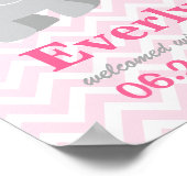 Poster Monogramme personnalisé d'éléphant rose et gris mo (Coin)