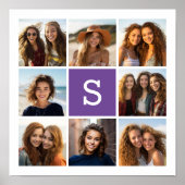 Poster Monogramme personnalisé Eggplant et collage photo  (Devant)