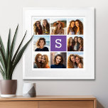 Poster Monogramme personnalisé Eggplant et collage photo<br><div class="desc">Vous pouvez utiliser des photos Instagram pour cette conception. Utilisez 8 photos carrés pour créer un cadeau unique et personnel. Ou vous pouvez garder le chiot hipster et faire un gardien branché. Si vous avez besoin d'ajuster les images,  cliquez sur l'outil personnaliser pour apporter des modifications.</div>