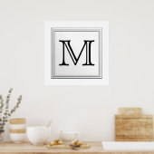 Poster Monogramme personnalisé imprimé. Noir et Blanc. (Cuisine)