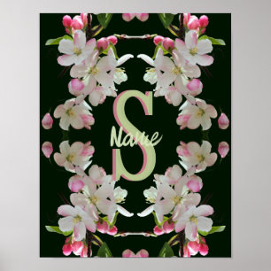 Poster Monogramme personnalisé initial nom Art floral pri
