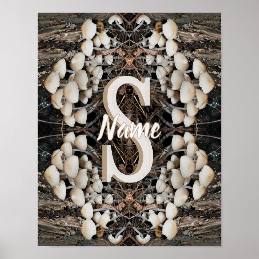 Poster Monogramme personnalisé initial nom champignons sa (Devant)
