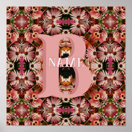 Poster Monogramme personnalisé initial nom Daisy art flor (Devant)