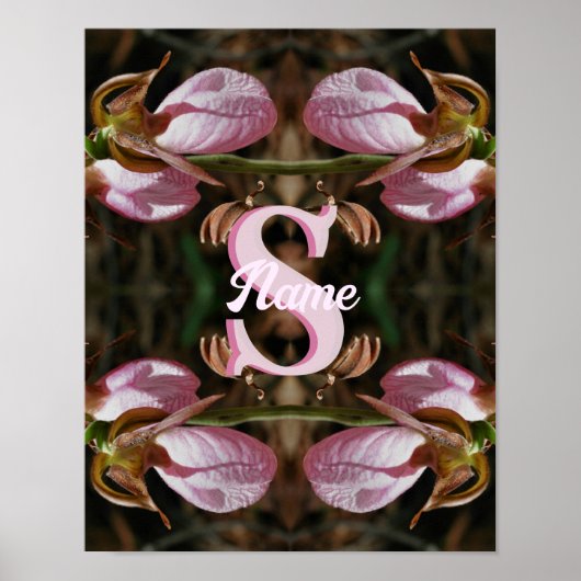 Poster Monogramme personnalisé initial nom Dame Sabot Fle (Devant)