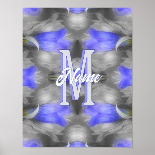 Poster Monogramme personnalisé initial nom floral Art (Devant)