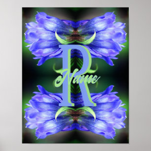 Poster Monogramme personnalisé initial nom Gentiane Art f