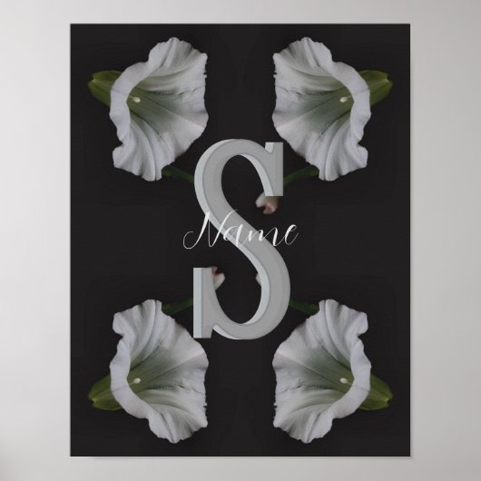 Poster Monogramme personnalisé initial Nom Morning Glory (Devant)