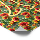 Poster Monogramme personnalisé initial prénom fleurs de m (Coin)