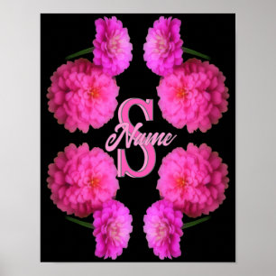 Poster Monogramme personnalisé initial prénom Zinnia Art