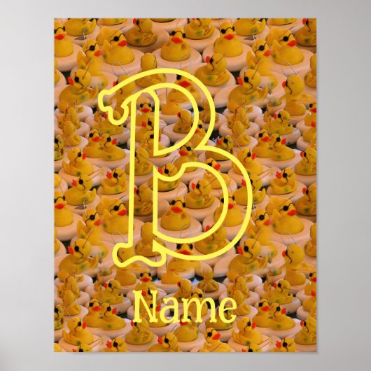 Poster Monogramme personnalisé initiale nom canards en ca (Devant)