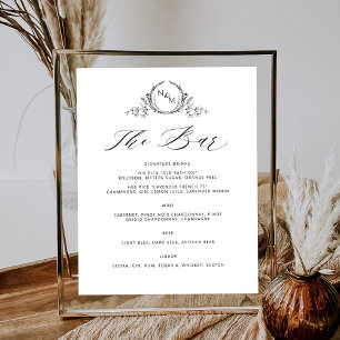 Poster Monogramme personnalisé Mariage Boissons Barre de