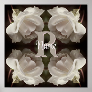 Poster Monogramme personnalisé Roses vintage personnalisé