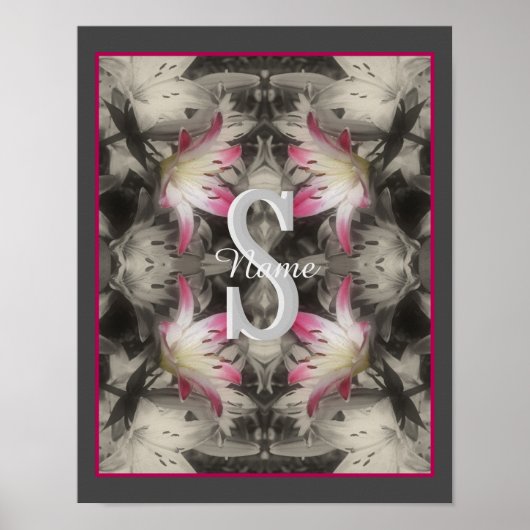 Poster Monogramme personnalisé Vos initiales Nom Lys (Devant)