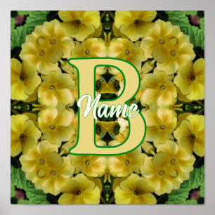 Poster Monogramme personnalisé Votre initiale Art de fleu