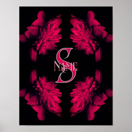 Poster Monogramme personnalisé Votre initiale Nom Art flo (Devant)
