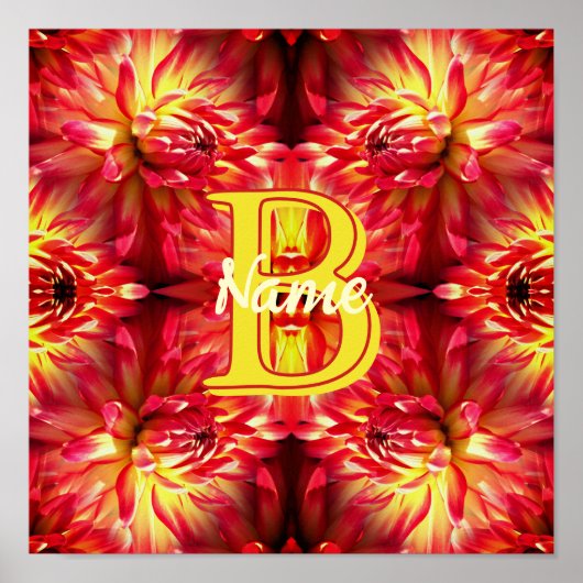Poster Monogramme personnalisé Votre initiale Nom Fleur d (Devant)