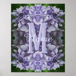 Poster Monogramme personnalisé Votre initiale Nom Fleur d