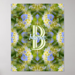Poster Monogramme personnalisé Votre initiale Nom Fleur d