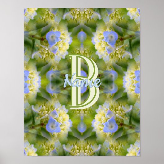 Poster Monogramme personnalisé Votre initiale Nom Fleur d (Devant)