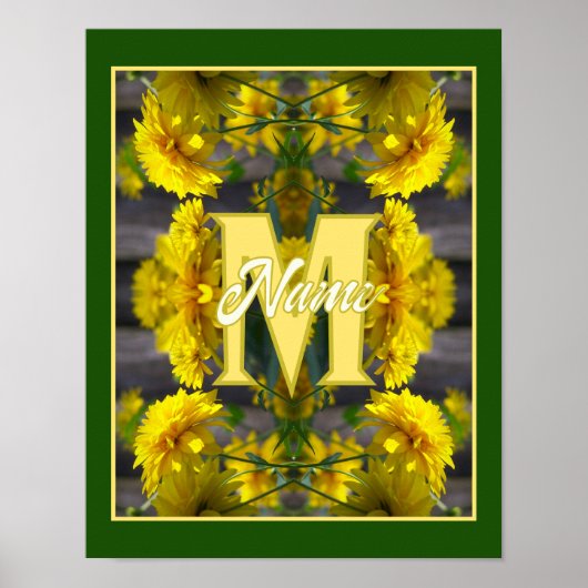 Poster Monogramme personnalisé Votre initiale Nom Fleurs (Devant)