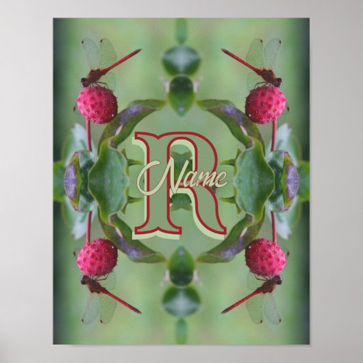 Poster Monogramme personnalisé Votre initiale Nom Libellu (Devant)