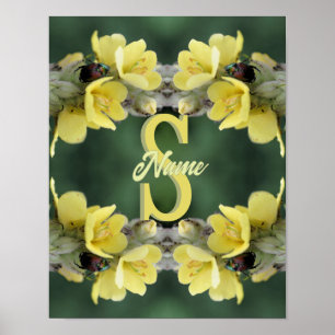 Poster Monogramme personnalisé Votre initiale Nom Mullein