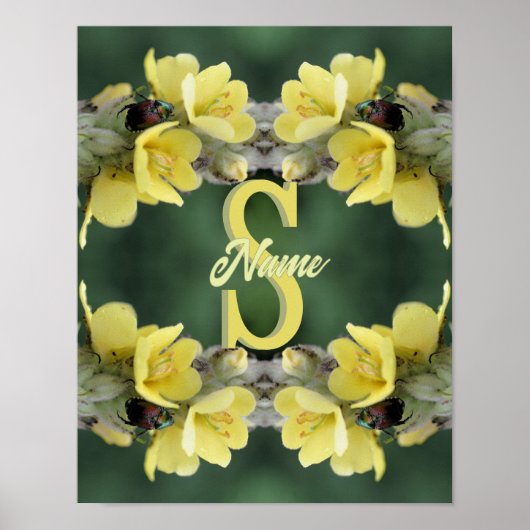 Poster Monogramme personnalisé Votre initiale Nom Mullein (Devant)