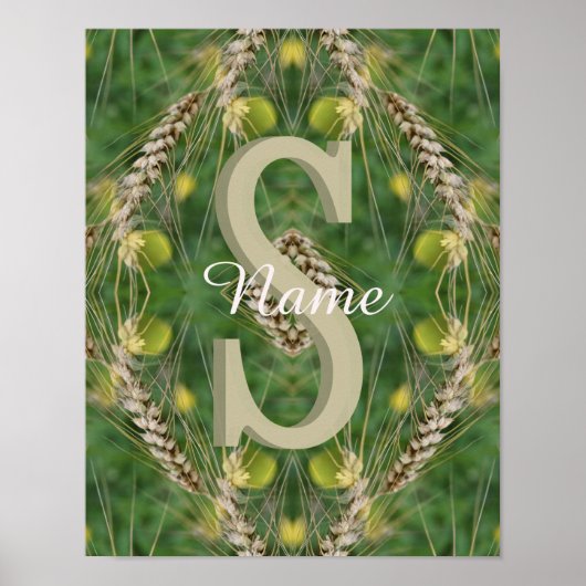 Poster Monogramme personnalisé Votre initiale Nom Nature (Devant)