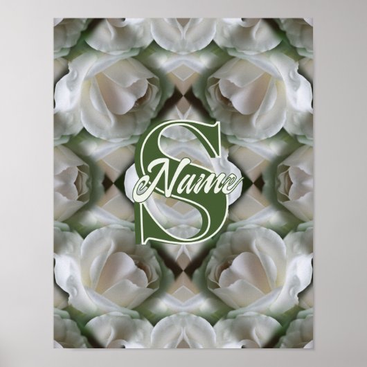 Poster Monogramme personnalisé Votre initiale Nom Rose bl (Devant)