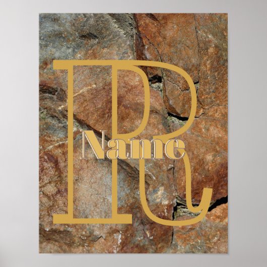 Poster Monogramme personnalisé Votre nom initial Granite (Devant)
