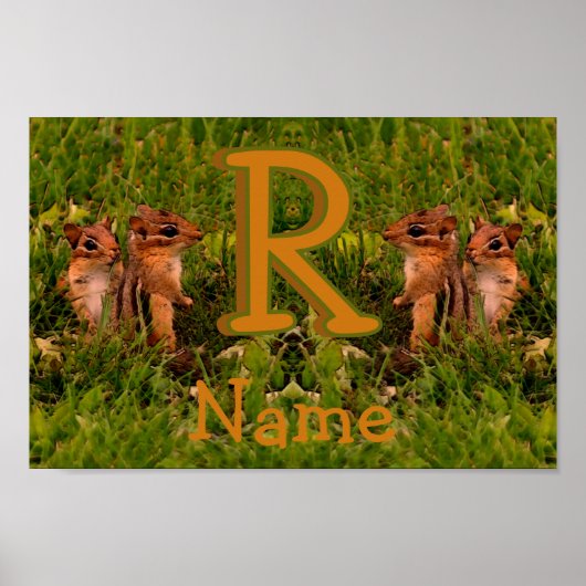 Poster Monogramme personnalisé Votre puce initiale Nom Ta (Devant)