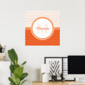 Poster Monogramme Pois orange et blanc avec nom (Bureau à domicile)