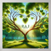 Poster Monogramme romantique en couple d'arbre (Devant)