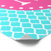 Poster Monogramme rose bleu clair marocain (Coin)