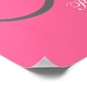 Poster Monogramme rose chaud et nom Mariage Signal de réc (Coin)