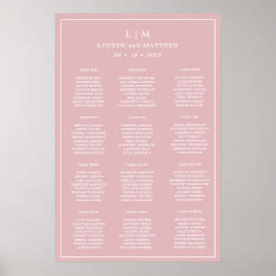 Poster Monogramme rose clair simple Mariage élégant