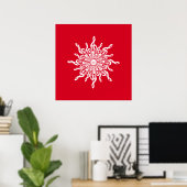 Poster Monogramme rouge de Noël G-Clef Snowflake (Bureau à domicile)