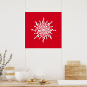 Poster Monogramme rouge de Noël G-Clef Snowflake (Cuisine)