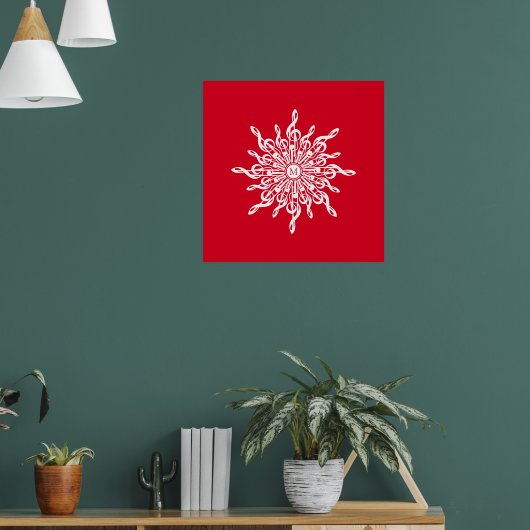 Poster Monogramme rouge de Noël G-Clef Snowflake (Salon 1)