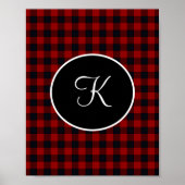 Poster Monogramme Rouge et noir Buffle Plaid Faux (Devant)