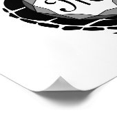 Poster Monogramme silhouette de la tortue noire Diamant (Coin)