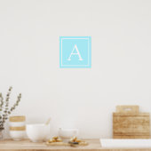 Poster Monogramme simple bleu ciel (Cuisine)