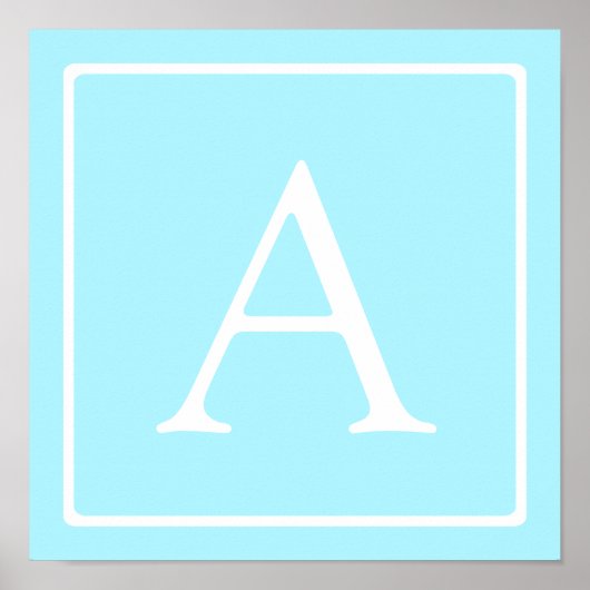 Poster Monogramme simple bleu ciel (Devant)