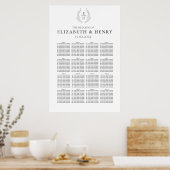 Poster Monogramme simple couronne ovale Noir Blanc Siège (Cuisine)