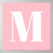 Poster Monogramme stylé gras rose et blanc (Devant)